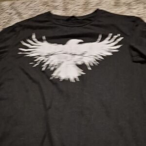 SHEIN Black Tee with White Eagle Graphic